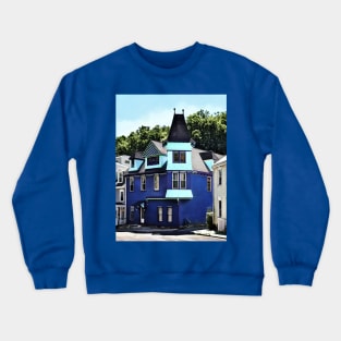 Jim Thorpe PA - Street With Blue Building Crewneck Sweatshirt